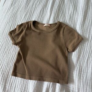 Altar'd State Tan Ribbed Short Sleeve Tee